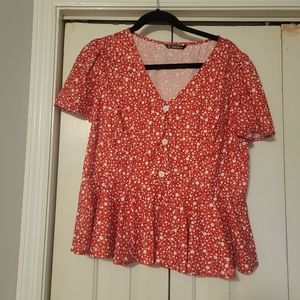 Peplum Style Blouse with Buttons